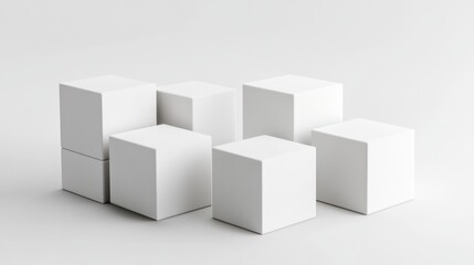 Obraz premium Minimalist White Cube Arrangement: A Study in Geometric Simplicity and Clean Aesthetics