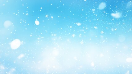 Fototapeta premium White Snowflakes Falling On A Blue Sky Background