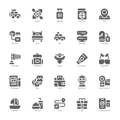 Travel Stuff Icon pack for your website, mobile, presentation, and logo design. Travel Stuff Icon glyph design. Vector graphics illustration and editable stroke.