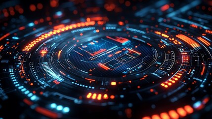 Futuristic Technology Interface Displays Data Graphics