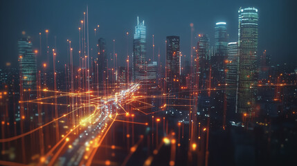 abstract professional business team people innovation connection of line from nail node to node on Smart Innovation city with connection cyber security network reciprocity , networking concept