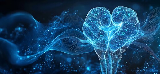 Abstract representation of a brain and heart interconnected in a digital style.