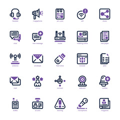Communication Core icon pack for your website, mobile, presentation, and logo design. Communication Core icon dual tone design. Vector graphics illustration and editable stroke.