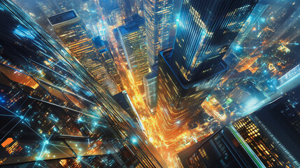 abstract professional business team people innovation connection of line from nail node to node on Smart Innovation city with connection cyber security network reciprocity , networking concept