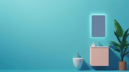 Fototapeta premium Isometric design of a smart apartment bathroom with voiceactivated mirror and automated showers