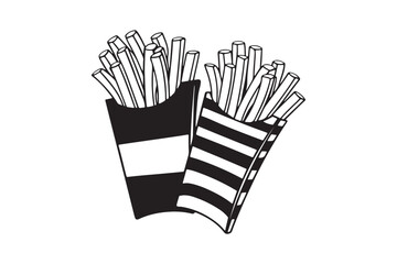 French fries silhouette vector illustration, French fries silhouette Design