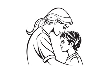 Mother day Line art, Mother day Silhouette Design