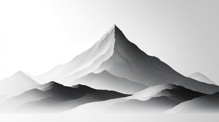 Fototapeta premium Striped grayscale mountain range, minimalist art.