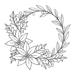 floral colorful flowers leaves wreath illustration isolated on white 