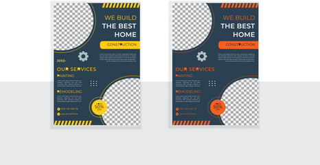 modern & creative construction flyer template mockup design.