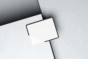 Tablet Mockup on Minimalist Geometric Surface for Branding and Presentation

