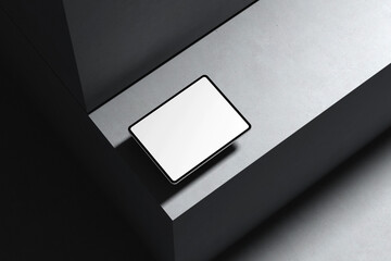 Tablet Mockup on Minimalist Geometric Surface for Branding and Presentation


