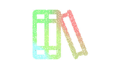 Icon books is made up of LED square shapes. There are bright diodes and there are black dead diodes