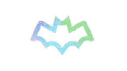 Icon bat is made up of LED square shapes. There are bright diodes and there are black dead diodes