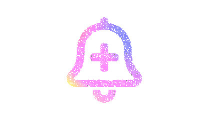 Icon bell plus is made up of LED square shapes. There are bright diodes and there are black dead diodes