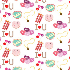 Cute_Valentine Seamless Pattern with Transparent Background (Release the mask, Drag to the Swatches, Edit pattern, Tick (Size Tile to Art)