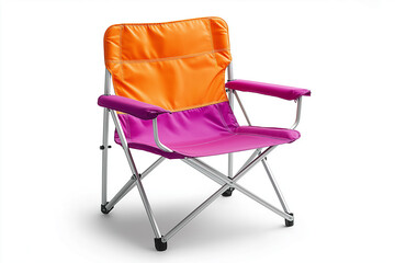 A colorful chair with a pink and orange seat and a purple back Generative Ai.