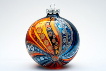 A colorful ornament with a blue and orange swirl design Generative Ai.