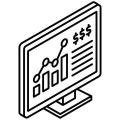 Statistics isometric 3D outline icon. use for modern concept, print, UI, UX kit, web and app development. Vector EPS 10, related to education, business, finance.