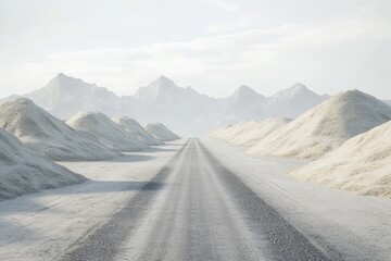Desert highway vanishing into distant mountains. (1)