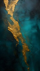 Naklejka premium Golden River on Turquoise Canvas