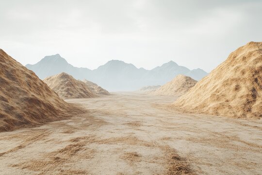 Sandy desert landscape with mountains in the background. (1)