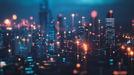 Fototapeta premium abstract professional business team people innovation connection of line from nail node to node on Smart Innovation city with connection cyber security network reciprocity , networking concept