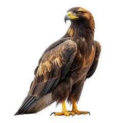 Obraz premium Front view full body shot of an extremely perfect looking single Golden Eagle bird isolated on a white transparent background