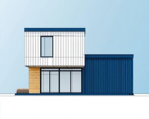 A blueprint of a container residence featuring natural ventilation and solarpowered systems