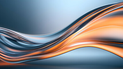 Abstract metallic orange blue wave flowing design background for website header.