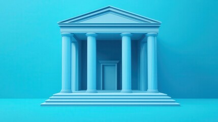 Obraz premium A stylized representation of a classical bank facade, rendered in bold textured acrylic