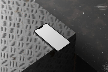 Smartphone Mockup on Industrial Angled Platform

