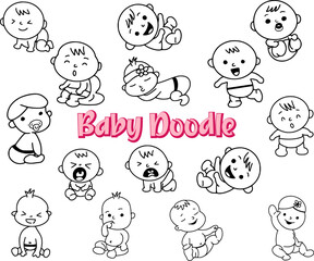 baby doodle hand drawing vector illustration