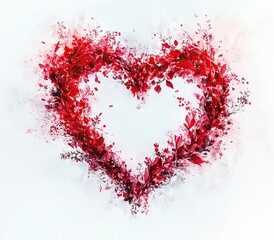 Abstract heart-themed artwork with red tones and varying textures. Valentine's day. AI generated image