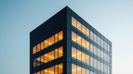 Fototapeta premium A modern banking headquarters glowing with layered, textured acrylic accents