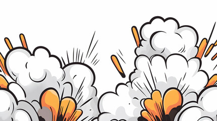 Cartoon explosion comic book style, white background, graphic design element.