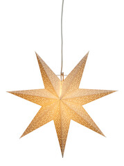 Obraz premium Golden hexagonal star hanging Christmas decoration cut out isolated transparent background 