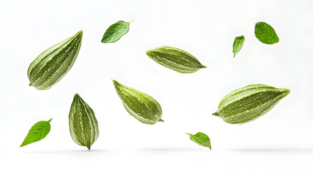 Falling Pointed Gourd isolated on a white background