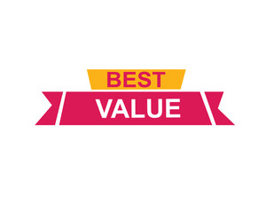 Best Value text on a ribbon. Designed with white title and pink stripe. Vector banner with tag on a transparent background.