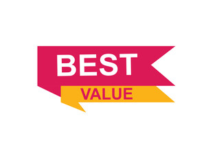 Best Value text on a ribbon. Designed with white title and pink stripe. Vector banner with tag on a transparent background.