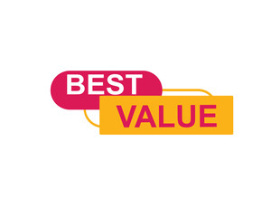Best Value text on a ribbon. Designed with white title and pink stripe. Vector banner with tag on a transparent background.