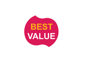 Best Value text on a ribbon. Designed with white title and pink stripe. Vector banner with tag on a transparent background.