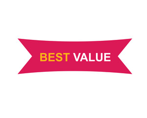 Best Value text on a ribbon. Designed with white title and pink stripe. Vector banner with tag on a transparent background.