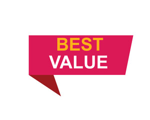 Fototapeta premium Best Value text on a ribbon. Designed with white title and pink stripe. Vector banner with tag on a transparent background.