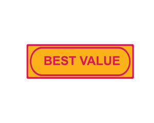 Best Value text on a ribbon. Designed with white title and pink stripe. Vector banner with tag on a transparent background.