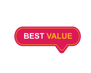 Best Value text on a ribbon. Designed with white title and pink stripe. Vector banner with tag on a transparent background.