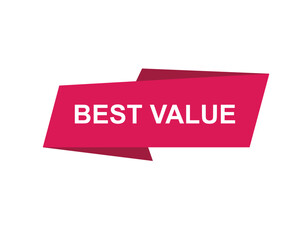 Best Value text on a ribbon. Designed with white title and pink stripe. Vector banner with tag on a transparent background.