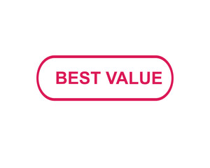 Best Value text on a ribbon. Designed with white title and pink stripe. Vector banner with tag on a transparent background.