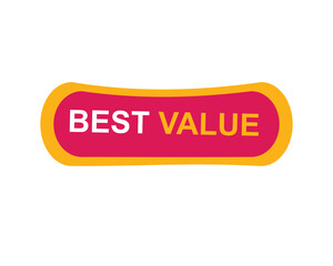 Best Value text on a ribbon. Designed with white title and pink stripe. Vector banner with tag on a transparent background.
