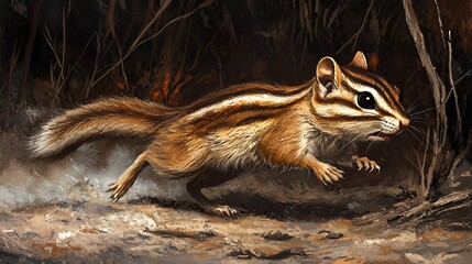 A Leaping Least Chipmunk in the Dusk